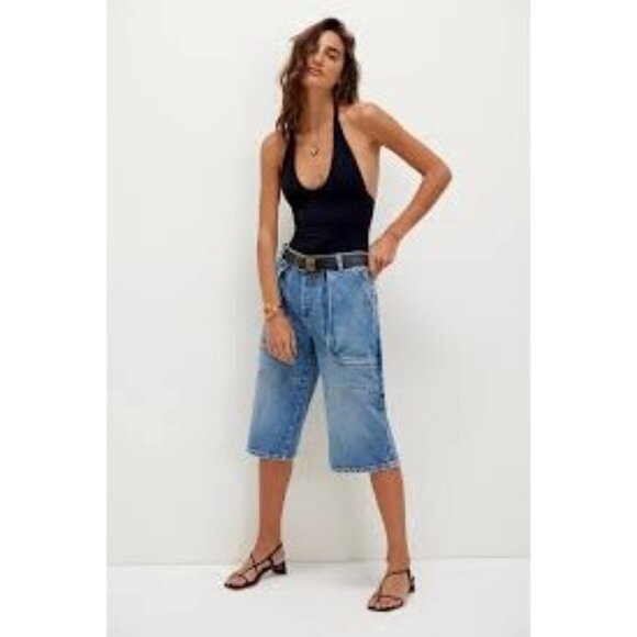 Free People Havasu Slouchy Cropped Jeans Jorts Womens 26 Oversized Y2K 90s Relax - Picture 1 of 9